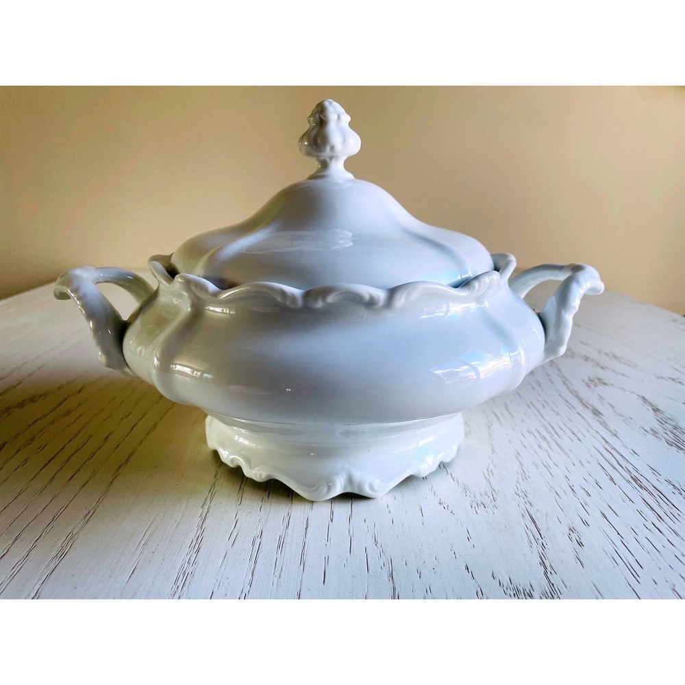 JOHANN HAVILAND BAVARIA White Porcelain Covered Vegetable Soup Tureen Dish Lid - Picture 3 of 10